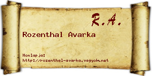 Rozenthal Avarka névjegykártya